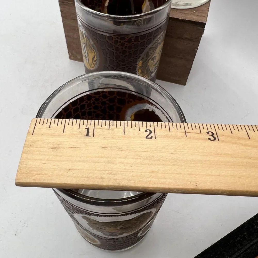 Vintage African Safari Animal Textured Tumbler Drink Glasses- Set of 4